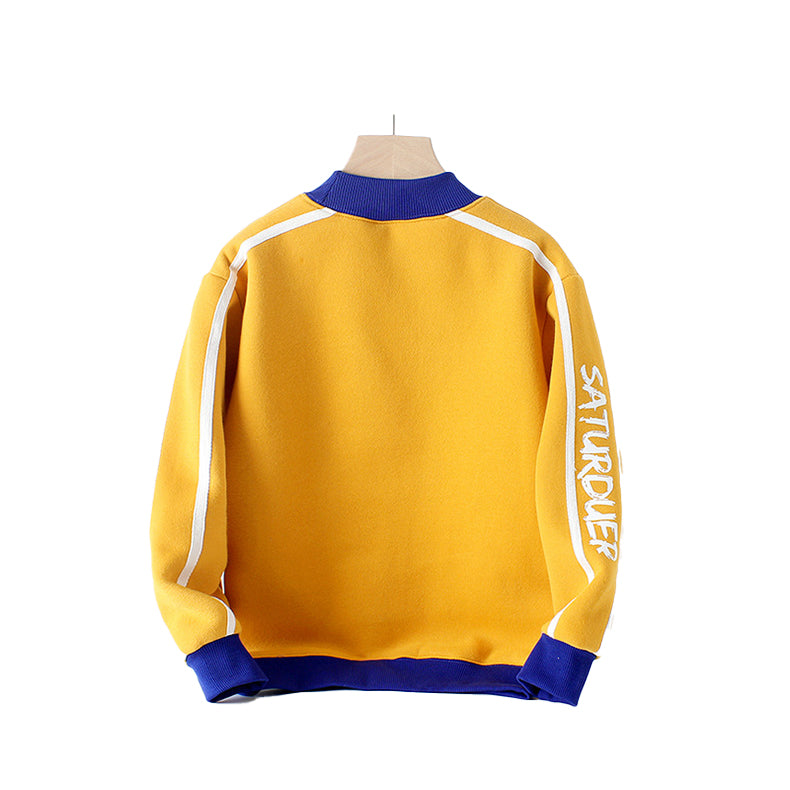 Boys Yellow Typography Printed Cotton Sweatshirt