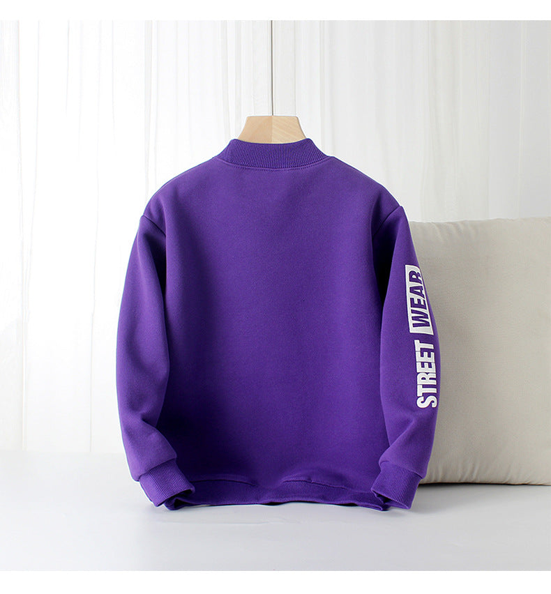 Boys Purple Typography Printed Cotton Pullover