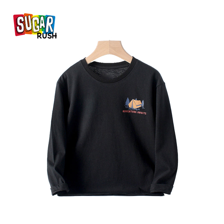 Boys Black Typography Printed Sweatshirt