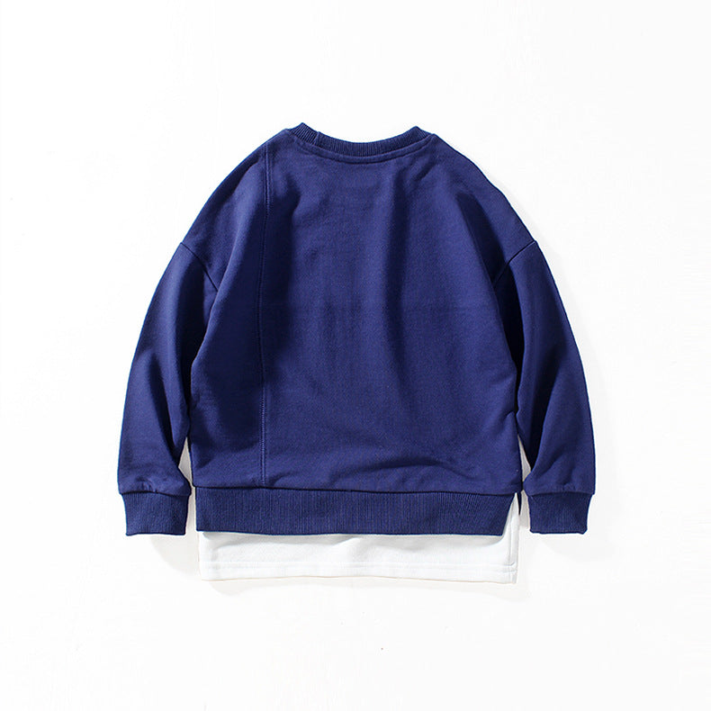 Boys Blue Typography Printed Cotton Sweatshirt