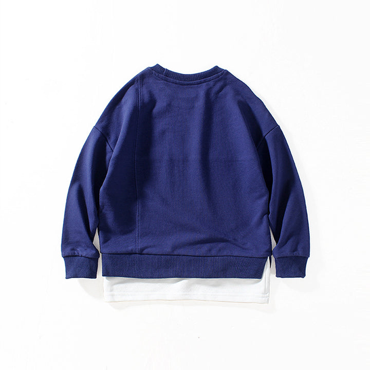 Boys Blue Typography Printed Cotton Sweatshirt