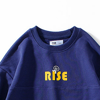 Boys Blue Typography Printed Cotton Sweatshirt