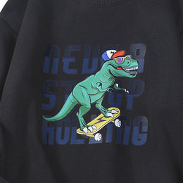 Boys Black Printed Cotton Pullover Sweatshirt