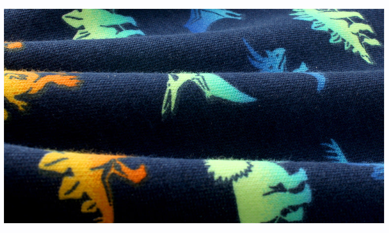 Boys Navy Blue & Yellow Conversational Printed Cotton Pullover