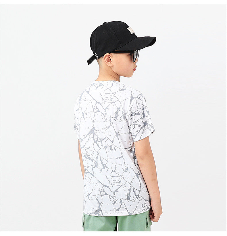 Boys Abstract Printed Round Neck Casual T-shirt
