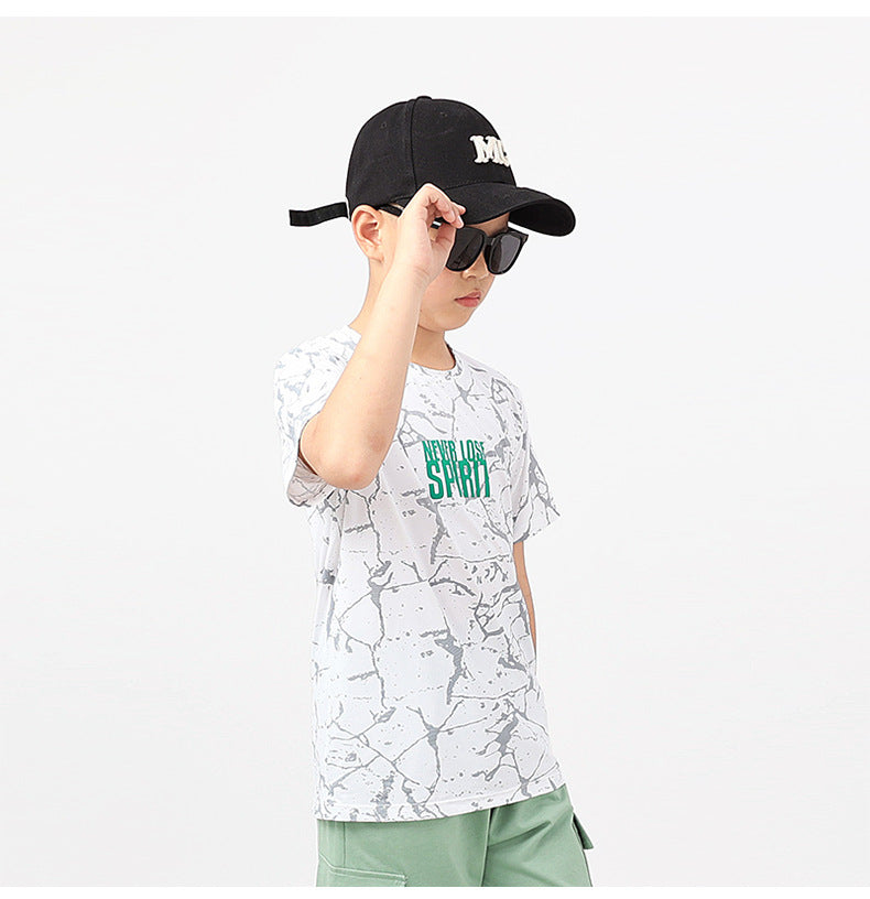 Boys Abstract Printed Round Neck Casual T-shirt