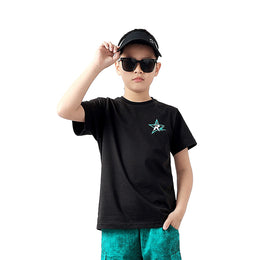 Boys Black Graphic Printed Cotton T-shirt
