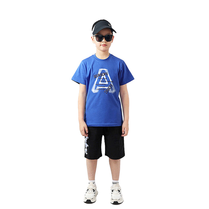 Boys Printed Round Neck Applique Regular Fit T-shirt