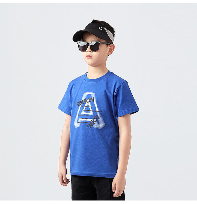 Boys Printed Round Neck Applique Regular Fit T-shirt