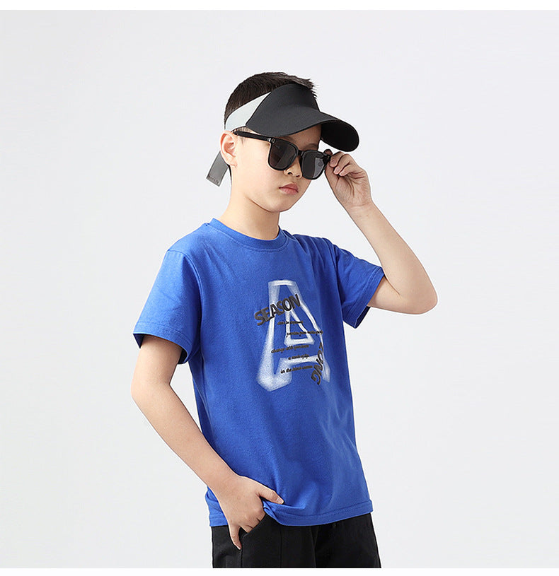 Boys Printed Round Neck Applique Regular Fit T-shirt