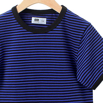Boys Round Neck Short Striped Regular Fit Cotton T-shirt