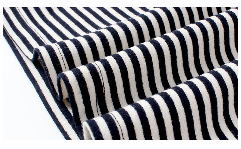 Boys Round Neck Short Sleeves Striped Regular Fit Cotton T-shirt