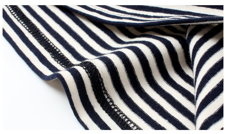 Boys Round Neck Short Sleeves Striped Regular Fit Cotton T-shirt