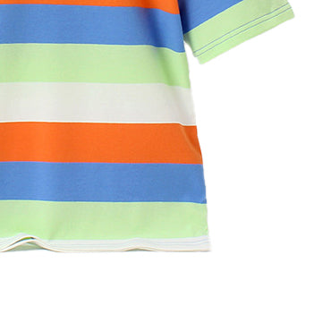 Girls Striped Printed Drop-Shoulder Sleeves Cotton T-shirt