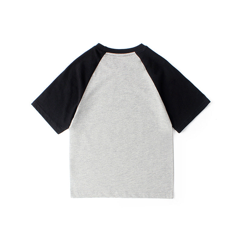 Girls Blue & Red Typography Printed Drop-Shoulder Sleeves Cotton T-shirt