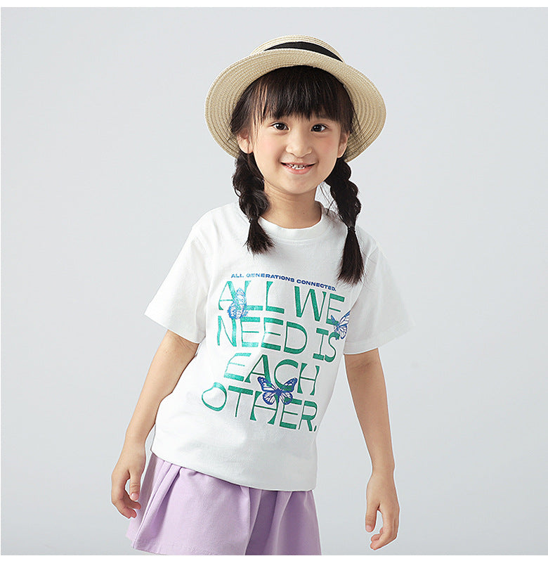 Girls Typography Printed Cotton T-Shirt