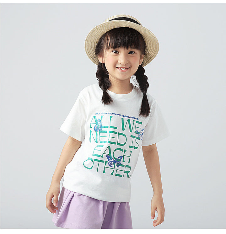 Girls Typography Printed Cotton T-Shirt