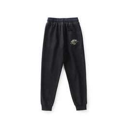 Boys Black Slim Fit Mid-Rise Joggers