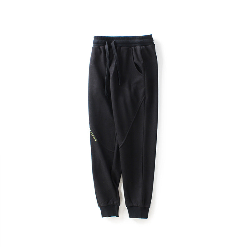 Boys Black Slim Fit Mid-Rise Joggers