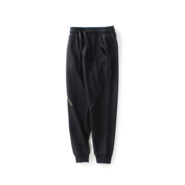 Boys Black Slim Fit Mid-Rise Joggers