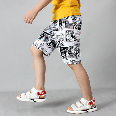 Boys White Mid-Rise Typography Printed Rapid-Dry Shorts