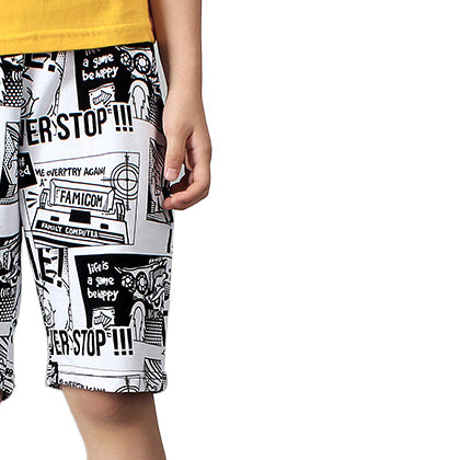 Boys White Mid-Rise Typography Printed Rapid-Dry Shorts