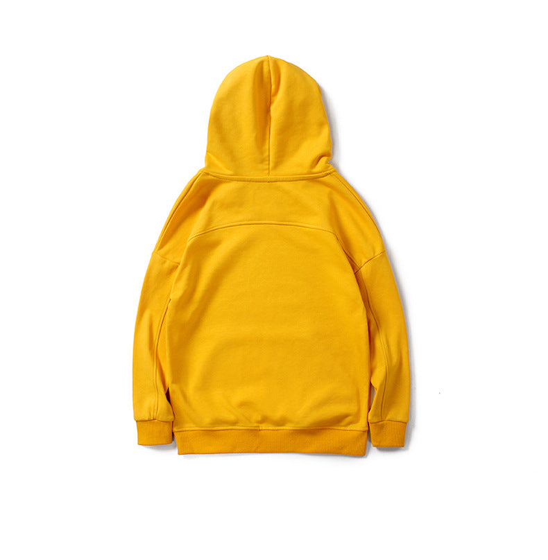 Boys Yellow & Black Typography Printed Cotton Hooded Sweatshirt