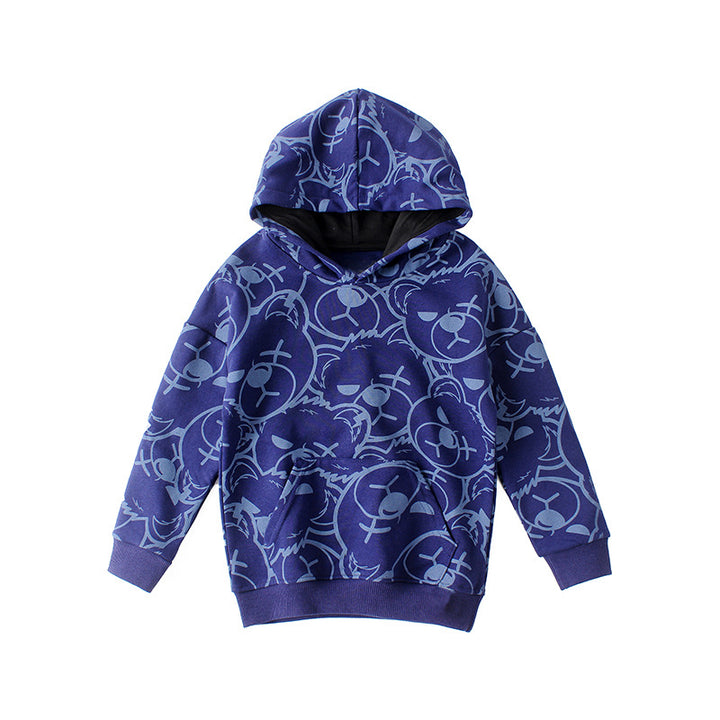 Boys Printed Cotton Hooded Pullover Sweatshirt