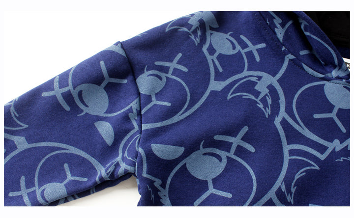 Boys Printed Cotton Hooded Pullover Sweatshirt