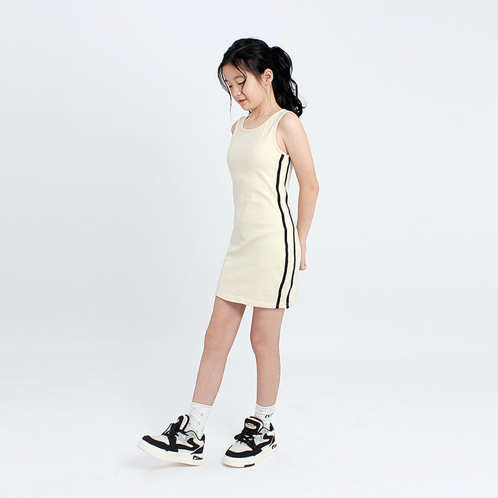 Girls Round Neck Sleeveless T-shirt Dress