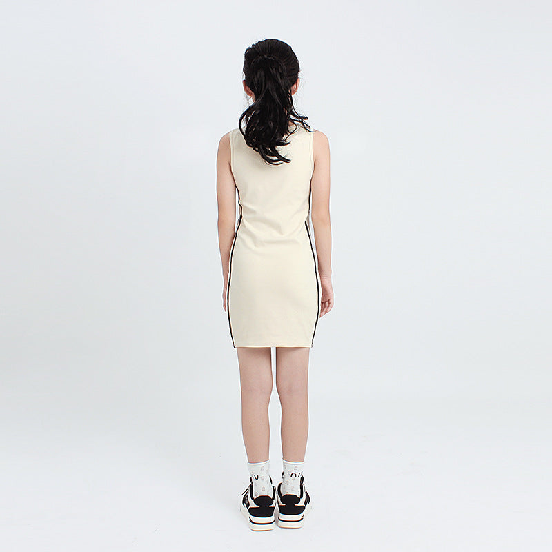 Girls Round Neck Sleeveless T-shirt Dress