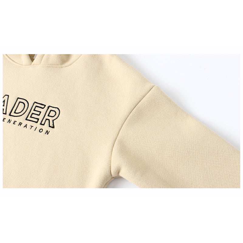 Boys Beige Printed Hooded Cotton Sweatshirt