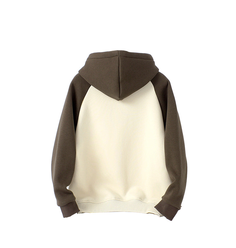 Girls Brown Typography Printed Hooded Cotton Sweatshirt
