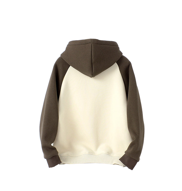 Girls Brown Typography Printed Hooded Cotton Sweatshirt