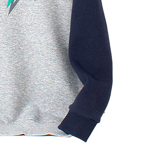 Girls Navy Blue Typography Printed Hooded Cotton Pullover Sweatshirt