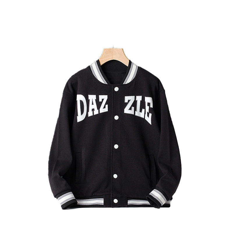 Boys Typography Printed Longline Cotton Varsity Jacket