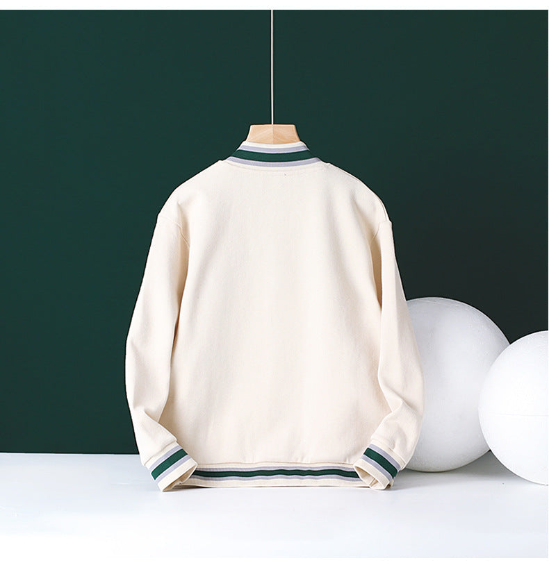 Boys Beige Typography Printed Cotton Bomber Jacket