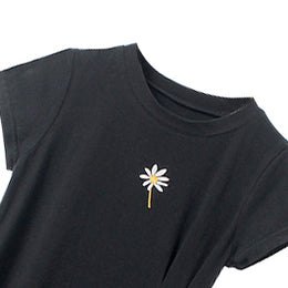 Girls Black Round Neck T-shirt Dress