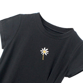 Girls Black Round Neck T-shirt Dress