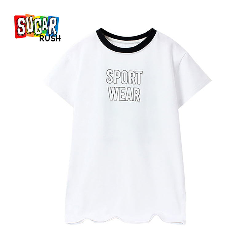 Girls White Typography Printed T-shirt Mini Dress