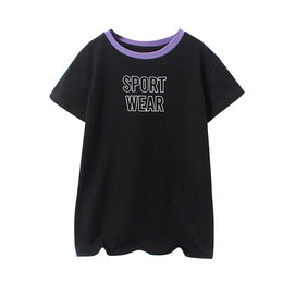 Girls Black Cotton T-shirt Dress