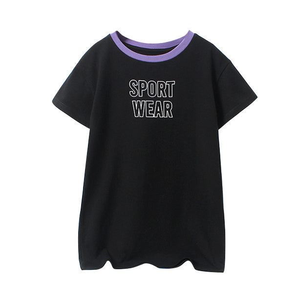 Girls Black Cotton T-shirt Dress