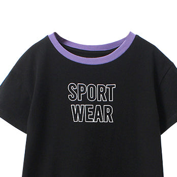 Girls Black Cotton T-shirt Dress