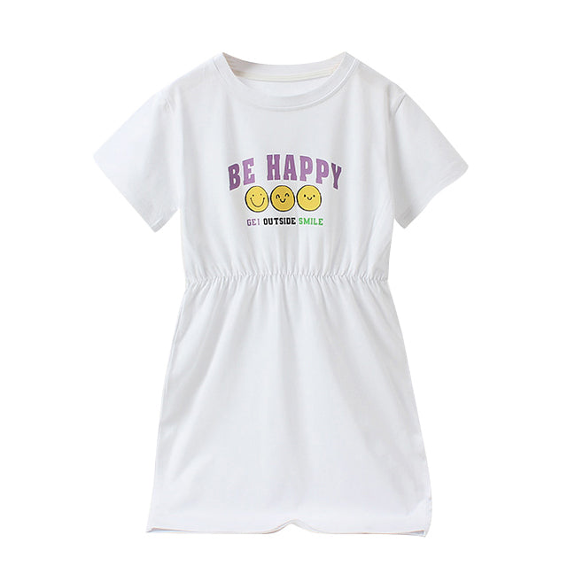 Girls Purple Typography Printed T-shirt Dress