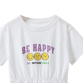 Girls Purple Typography Printed T-shirt Dress