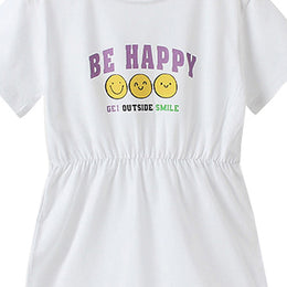 Girls Purple Typography Printed T-shirt Dress