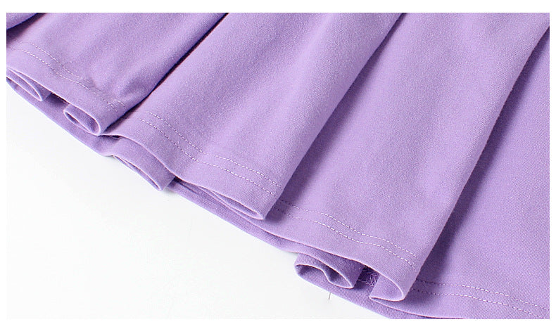 Girls Purple Graphic Printed Drop-Waist Midi Dress