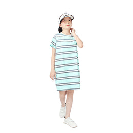 Girls Striped Cotton T-shirt Dress