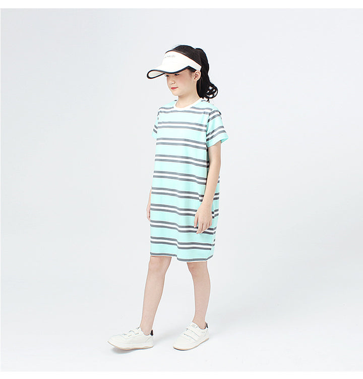 Girls Striped Cotton T-shirt Dress