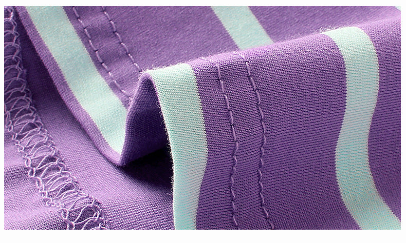Purple Striped Bell Sleeves Drop-Waist Dress